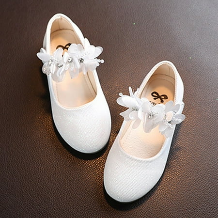 

Baozhu Toddler Little Girls Wedding 3D Flower Mary Jane Shoes Ballet Dress Shoes