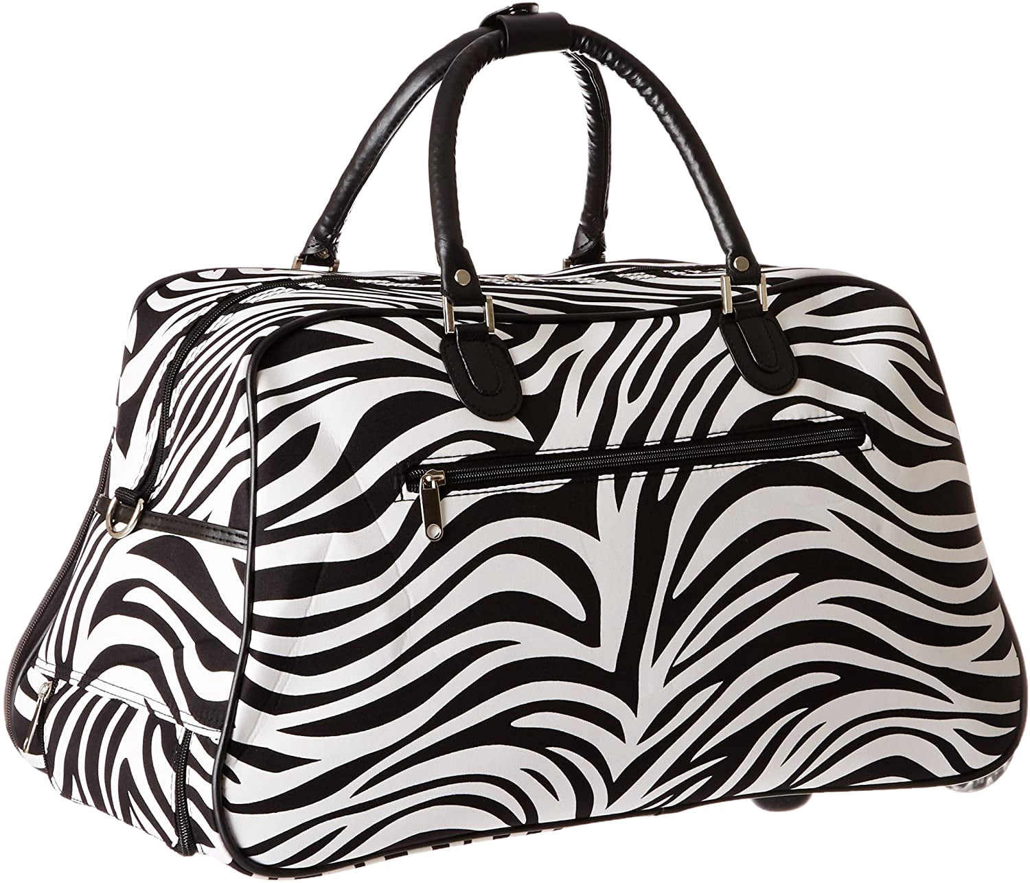 CalBags Animal Prints 21-Inch Carry-On Rolling Duffel Bag - Black Trim Zebra