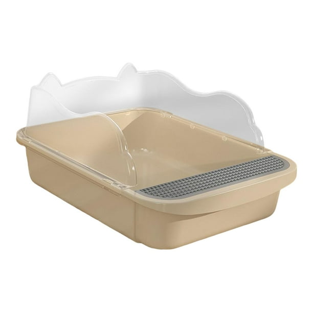 Caja de arena semicerrada abierta Inodoro profundo Colador portátil Caja de arena 48x37x2cm Caqui