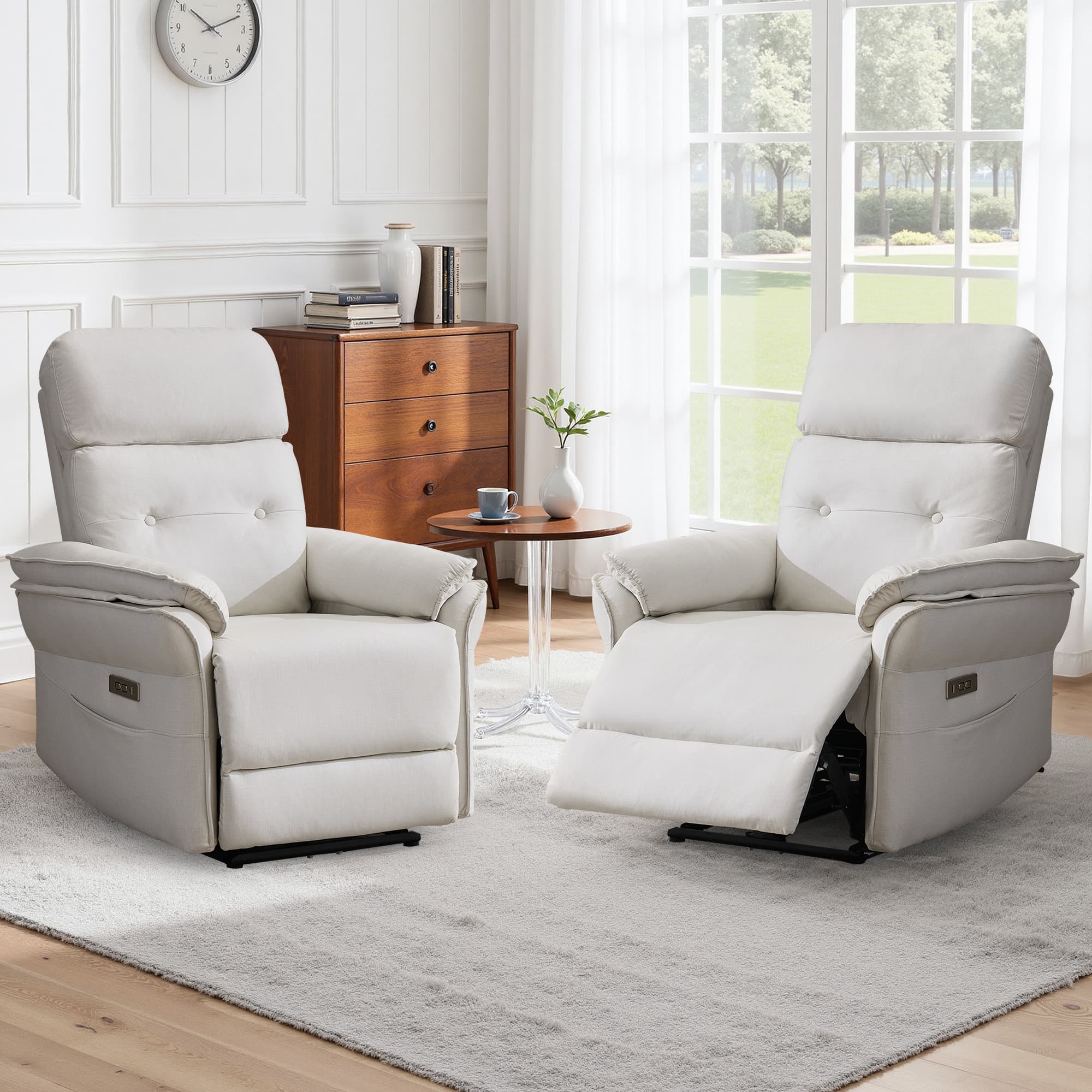 Korser Small Power Zero Gravity Recliner Chairs for Adults with USB&Type-C Ports for Living Room,Beige
