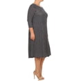 thumbnail image 2 of MOA Collection Women's Plus Size A-line Round Neck 3/4 Sleeves Polka Dot Dress, 2 of 4