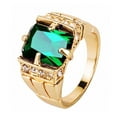 thumbnail image 2 of Trayknick Luxury Men Square Cubic Zirconia Rhinestone Finger Ring Wedding Jewelry Gift Green US 14, 2 of 10