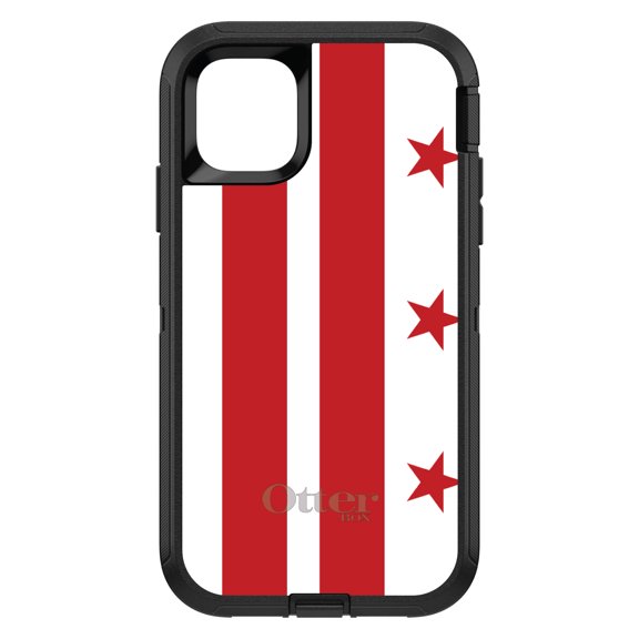 DistinctInk Case for iPhone 15 (6.1" Screen) - OtterBox Defender Custom Black Case - Washington DC Flag - US State Flag