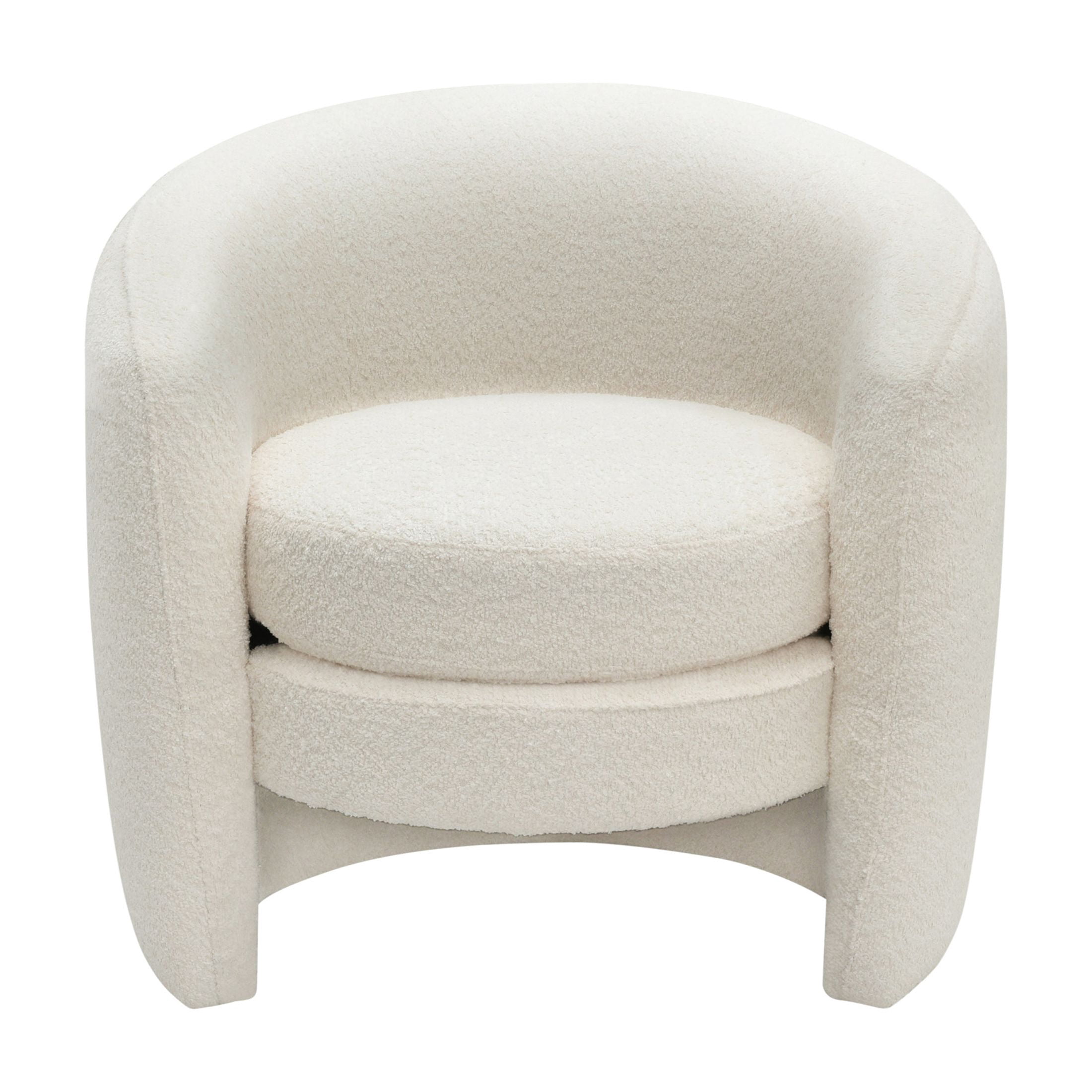 Ezra Luxurious Curved Back Boucle Upholstered Accent Chair, Ivory