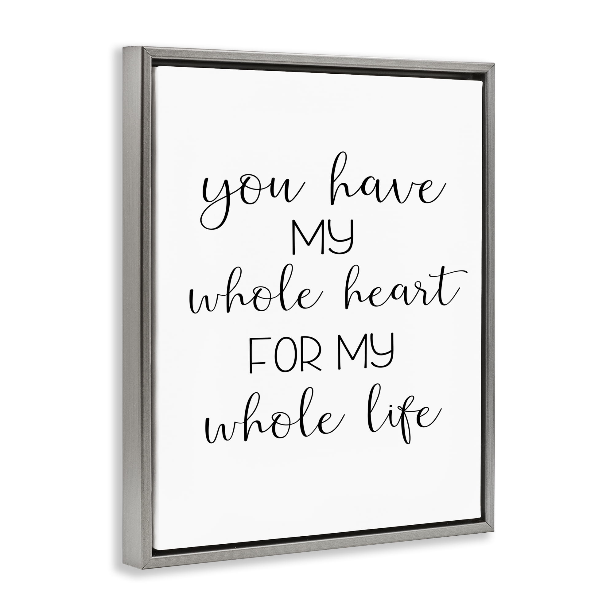 Stupell Industries Whole Heart For Life Text & Numbers Painting Gray Floater Framed Canvas Art Print Wall Art, 25 x 31