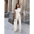 thumbnail image 4 of Women'S Round Neck Pleated Sleeveless Casual Suit,Sleeveless Crewneck Vest Wide Leg Pantsuit Business Sets with Pocket XXL, 4 of 7