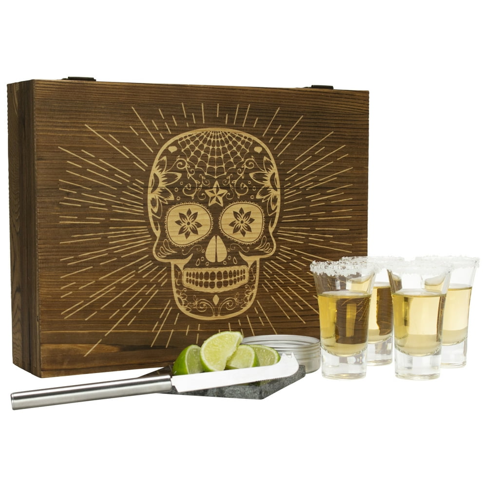 Atterstone Tequila Box Set Featuring 4 Premium Shot Glasses, Garnish