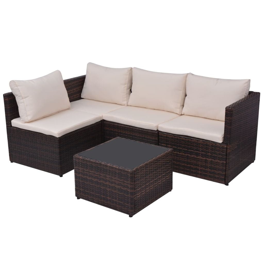 Kepooman 5 Pcs Outdoor Patio Rattan Lounge Sofa Set with Cushions & Pillows, Brown Kepooman 5 Pcs Outdoor Patio Rattan Lounge Sofa Set with Cushions & Pillows, Brown