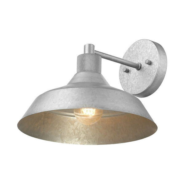 Globe Electric Galvanized Metal Outdoor Indoor Wall Sconce with Textured Socket Detail, No Battery