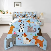 Homewish Kawaii Animal Dogs 2pcs Bedding Comforter Set for Boys Girls,Cute Pet Twin Comforter Sets,Happy Birthday Breathable Bedding Set,Breathable Home Decor,Reversible