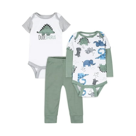 

Little Star Organic Baby Boy 3 Pc Short Sleeve & Long Sleeve Bodysuit & Pants Set Size Newborn - 24 Months
