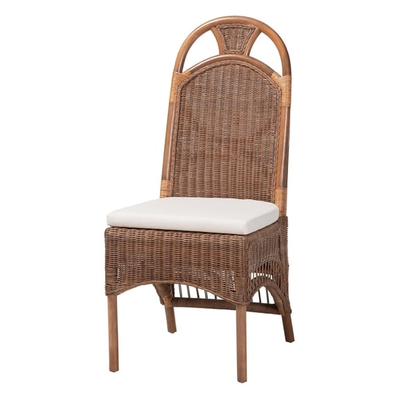 bali & pari Raya Natural Rattan Dining Chair Handcrafted Wicker Accent Chair