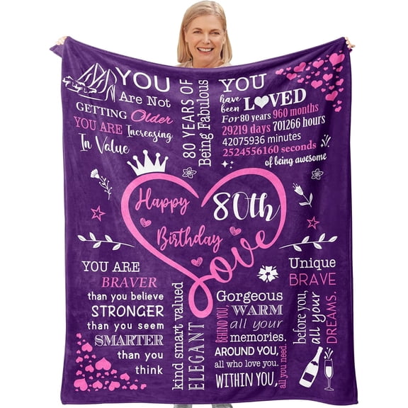 80th Birthday Gifts for Women, Best 80th Birthday Gifts, 80th Birthday Gifts Ideas for Mom, Grandma, 1943 Birthday Gifts for Women Blanket (80" X 60")