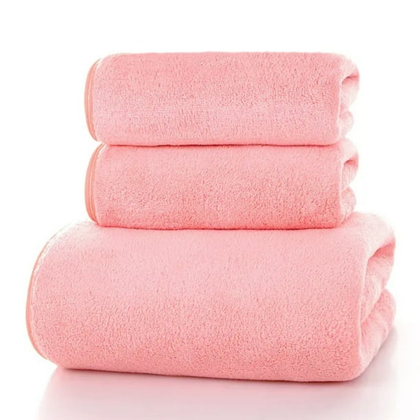 Nvzi 3 toallas de vellón coral, toalla de mano de algodón suave súper suave y altamente absorbente para ducha, piscina, toalla de mano de 13,78 x 29,53 pulgadas (rosa)