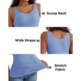 thumbnail image 4 of 2pack Women's Built-in Bra Tank Tops Sleeveless Casual Shirts Undershirts Fitted Cami Tank Tops Black+Blue L, 4 of 7