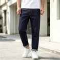 thumbnail image 4 of LODIENY Straight Leg Jeans for Men Slim Fit Cuffed Skinny Stretch Basic Denim Pants Dark Blue XXXXL, 4 of 9