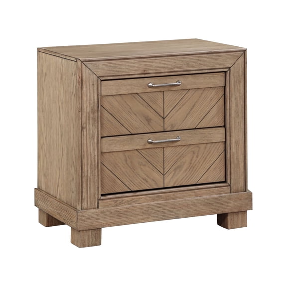 Steve Silver Montana Rustic Transitional Wood 2 Drawer Nightstand, Weathered Sand
