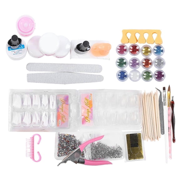Acrylic Nail Kit Set Glitter Powder Nail Files Practice False Fingernail Nail Art Tools Manicure Set