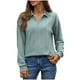 thumbnail image 3 of Ropa de trabajo,Blusa de manga larga para mujer, cuello redondo, botones delanteros, camisa informal de color liso, tela de rayón suave, ideal para uso diario y en casa, sopatenor, 3 of 8