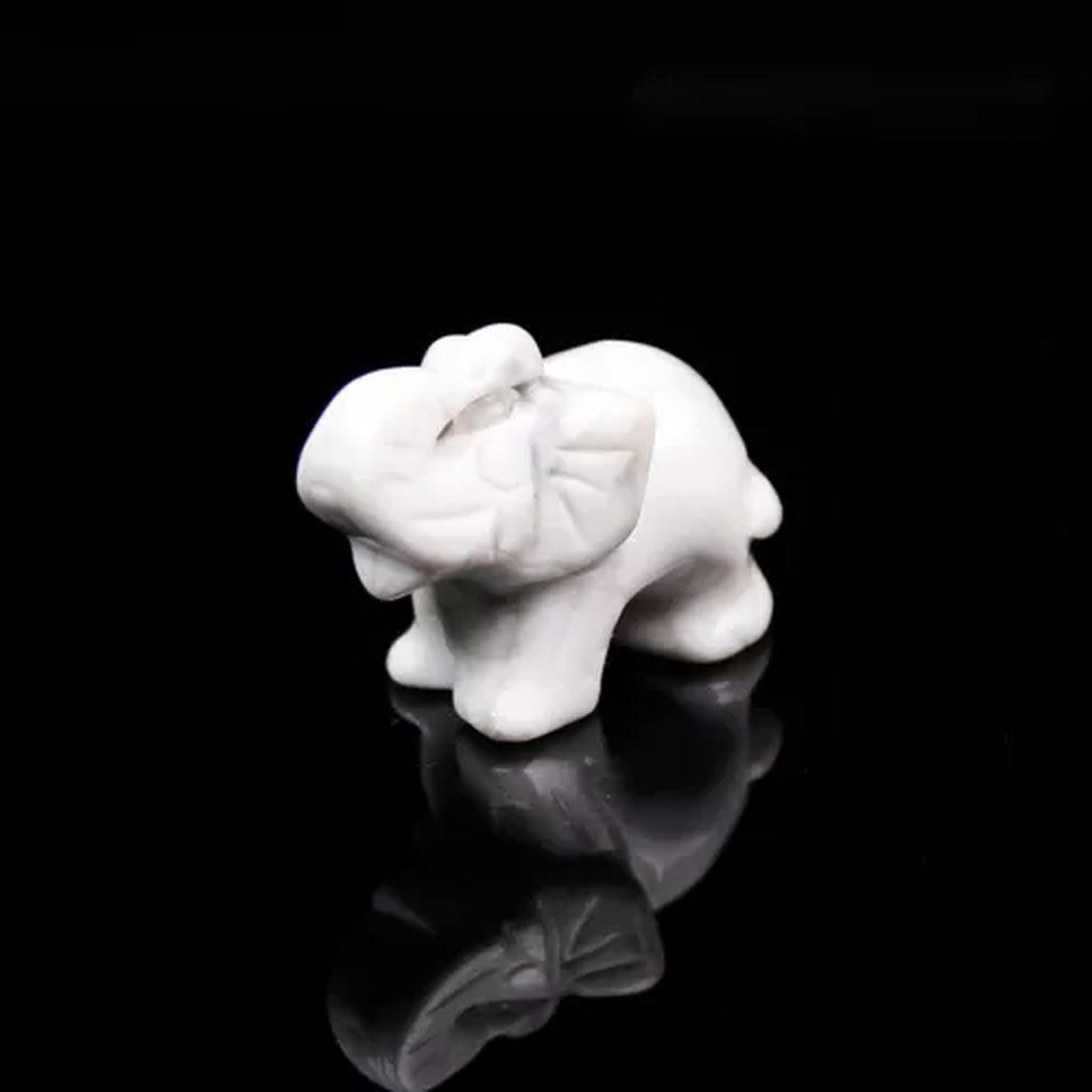 EOEMY Natural Quartz Baby Elephant Stone Crystal Healing Carved Gemstone Animal Decor-White Howlite Turquoise-10Pcs