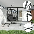 thumbnail image 4 of TQKVIPI Wicker Egg Chair Outdoor Indoor,Foldable Patio Hanging Egg Chair with Stand,Swing Chair with UV Resistant Cushion 350lbs Capacity for Bedroom, Patio, Garden and Balcony (Black+Dark Grey), 4 of 12