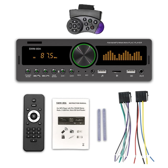 Sidaley Reproductor de MP3 inalámbrico DIN único Frontal compatible con Bluetooth 5.0 Llamada manos libres Entrada Receptor de radio Multimedia Combinaciones de reproductor de DVD/TV para coche Sidaley VI015451-00B