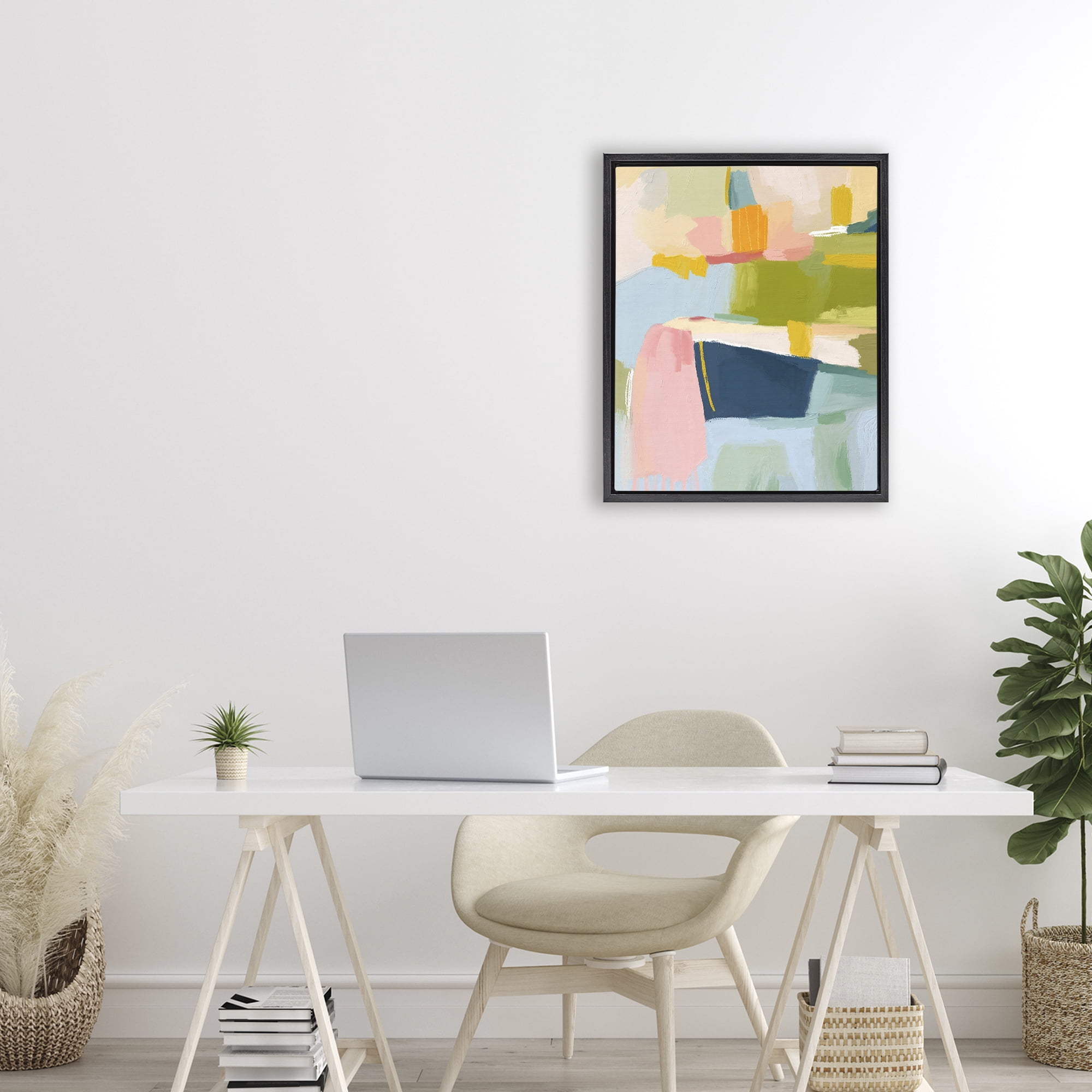 Stupell Industries Pastel Wonder Brushstrokes Black Framed Floater Canvas Wall Art, design by Lisa Nohren