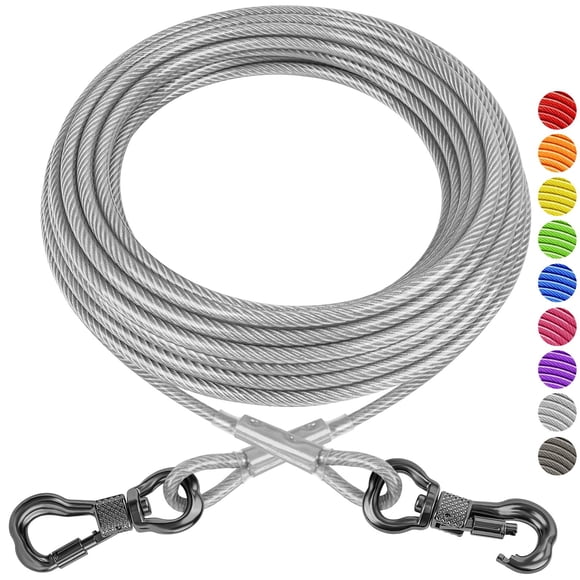 XiaZ Cable de amarre para perros, cadenas para perros resistentes de 10 pies para exteriores con gancho con cerradura, cables para corredores de mascotas, correas para perros pequeños, medianos y gran