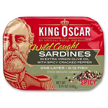 King Oscar Wild Caught Sardines in Extra Virgin Olive Oil  Spicy Cracked Pepper  3.75 Ounce