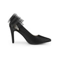 thumbnail image 3 of BLISSFUL STEP Women's Pointed Toe Bow Decor Stiletto Heel Pumps Black 7, 3 of 7