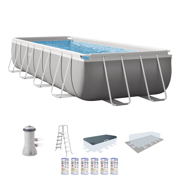 Intex 16ft x 3.5ft Prism Frame Rectangle Pool & Type A Filter Cartridge (6 Pack)