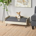 thumbnail image 4 of GDF Studio Cheval Mid Century Modern Acacia Wood Pet Bed with Cushion, Dark Oak and Dark Gray, 4 of 6