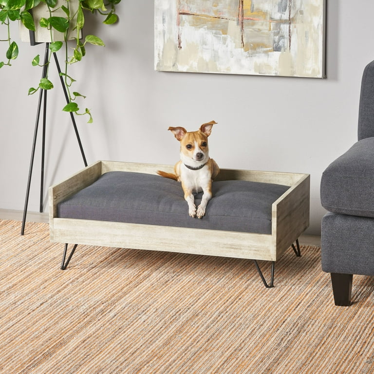 GDF Studio Cheval Mid Century Modern Acacia Wood Pet Bed with