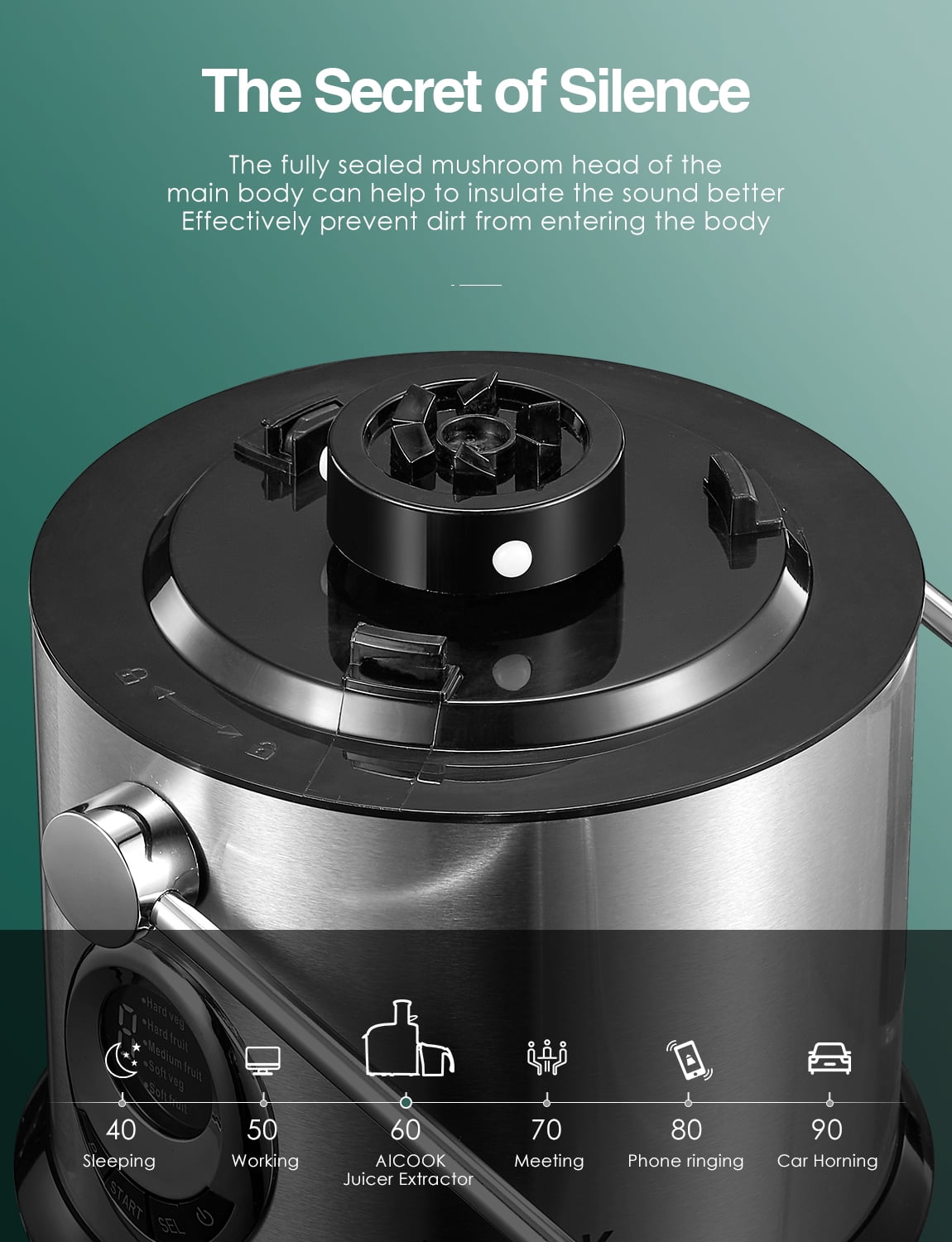 AICOOK Juicer Machines 800W, 5-Speed Touch Screen, 3.1'' Big Mouth, Easy to Clean, Quiet Motor, Non-Slip Feet, BPA-Free