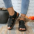 thumbnail image 5 of LOVZFMLL Sandals for Women Ankle Strap Open Toe Roman Sandals Summer Leather Dressy Flat Sandals for Casual Beach Walking Travel Black 9.5, 5 of 9