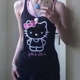 thumbnail image 1 of Sanrio Hello Kitty Y2K Robe Débardeur Noire Style Japonais des Années 2000 Courte Sans Manches Mini Robe Mode Été Aguichant Robe Moulante FJH FJH, 1 of 5