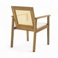 thumbnail image 6 of Christopher Knight Home Mid-century Modern Acacia Wood Patio Dining Chairs with Cushions, Wicker Backrest, Set of 2, 6 of 15