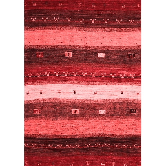 Ahgly Company Indoor Rectangle Abstract Red Contemporary Area Rugs, 2' x 5'