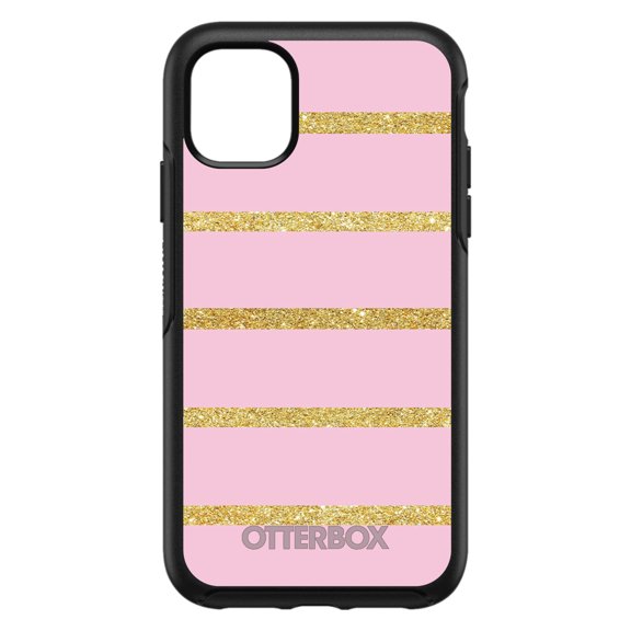 DistinctInk OtterBox Symmetry Custom Case for Apple iPhone 15 (6.1" Screen) - Horizontal Stripes Pattern - Raised Bezel Screen Guard