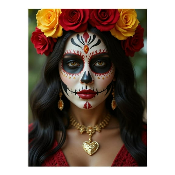 Diamond Art Kits for Adults - 5d Day Of The Dead Face Paint Roses Diamond Painting for Adults, Diamond Art for Adults Beginners, Diamond Painting Kits for Adults for Home Wall Decor