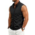 thumbnail image 6 of Men's Solid Color Golf Vest, Stand Collar Full Zip Sleeveless Jacket with Zipper Pockets, Lightweight Casual Golf & Outdoor Vest Size 4XL Black, 6 of 9