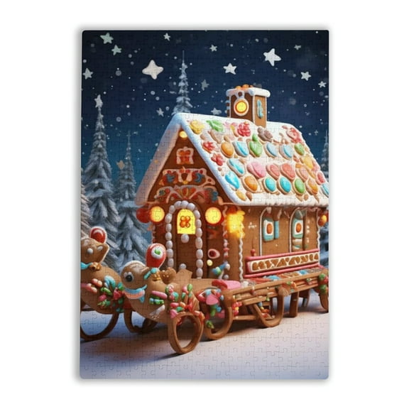 Family Fun 500 Pieces Puzzle Fun Christmas gingerbread house sleigh Challenging Educational Toys Home Decor Holiday Gifts