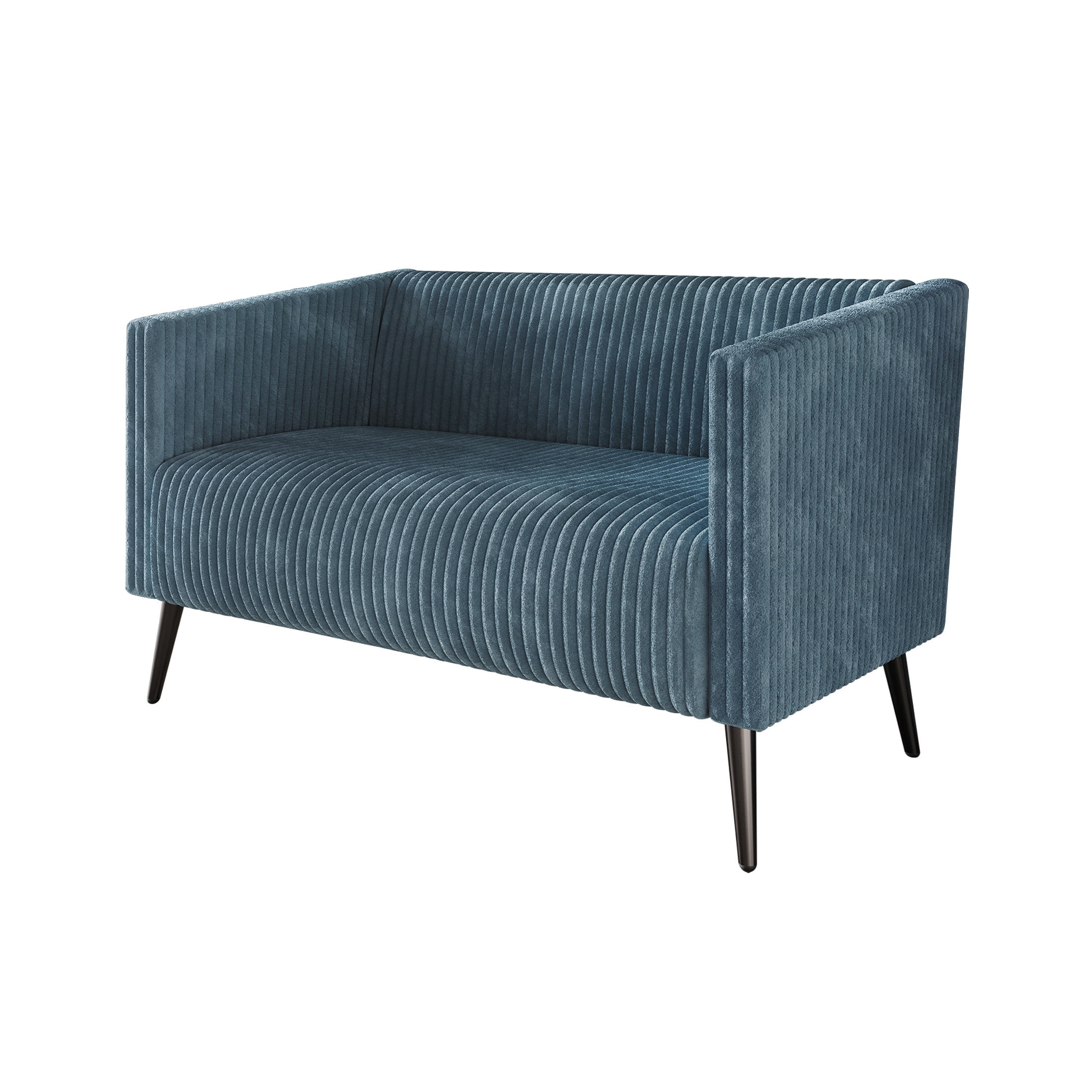 Castle Place Luxurious Corduroy Velvet Upholstered Loveseat, Light Blue