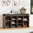 thumbnail image 5 of Entryway Shoe Bench with Storage & Cushioned Seat | Wooden Shoe Rack Organizer with Adjustable Shelves & Side Pockets for Hallway, Mudroom & Porch, Living Room, 5 of 8