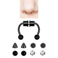 thumbnail image 2 of facefd Magnetic Fake Septum Nose Rings Hoop Horseshoe for Women Bright Black, 2 of 8