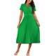 thumbnail image 2 of Vestido midi plisado fluido de manga corta envolvente con cinturón para mujer INSPIRE CHIC 2024 en verde L, 2 of 6