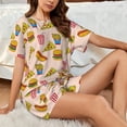 thumbnail image 4 of Pofeuu Hamburger Pizza Coke Print Women's Pajama Set Short/Shorts Soft Button PJs Elastic Drawstring Waist Sleepwear-Large, 4 of 6