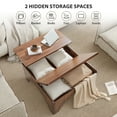 thumbnail image 3 of YOCWO 4 in 1 Carved Arched Square Coffee Table with Flip Top and Lift Top, Square Coffee Table with Hidden Compartments Storage for Living Room, Walnut, 3 of 7