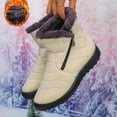 thumbnail image 7 of Rokment Women's Winter Snow Boots Cold Weather Thermal Plush Lined Lightweight Non Slip Zip up Wedge Low Heel Mid Calf Short Booties for Elderly Women Work Walking White Size 7, 7 of 7