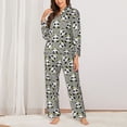 thumbnail image 2 of Fuzoiu Panda With Crown And Stars Print Women's Long-Sleeved Pajama,Lounge Button Down Nightwear,Womens Notch Collar Pajama Set-X-Large, 2 of 7